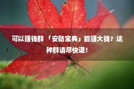 可以赚钱群 「安防宝典」能赚大钱？这种群请尽快退！