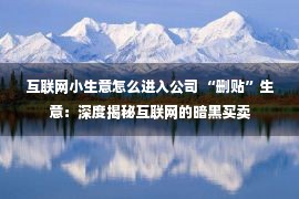 互联网小生意怎么进入公司 “删贴”生意：深度揭秘互联网的暗黑买卖