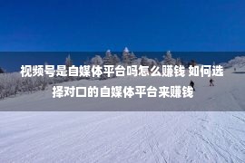 视频号是自媒体平台吗怎么赚钱 如何选择对口的自媒体平台来赚钱