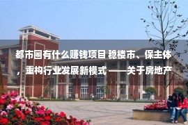 都市圈有什么赚钱项目 稳楼市、保主体，重构行业发展新模式 ——关于房地产短期稳定与长效机制的思考