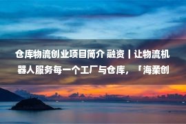 仓库物流创业项目简介 融资丨让物流机器人服务每一个工厂与仓库，「海柔创新」宣布完成两轮超2亿美元融资