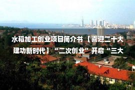 水稻加工创业项目简介书 【喜迎二十大 建功新时代】“二次创业”开启“三大一航母”新征程