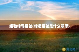 经验传导经验(传递经验是什么意思)