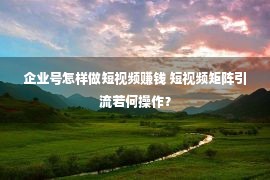 企业号怎样做短视频赚钱 短视频矩阵引流若何操作？