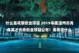 什么是花茶创业项目 2019年度漳州市青年英才优秀创业项目公布！看看是什么项目？