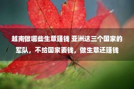 越南做哪些生意赚钱 亚洲这三个国家的军队，不给国家要钱，做生意还赚钱