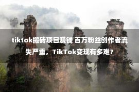 tiktok搬砖项目赚钱 百万粉丝创作者流失严重，TikTok变现有多难？