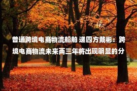 普通跨境电商物流船舶 递四方戴彬：跨境电商物流未来两三年将出现明显的分水岭