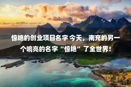 惊艳的创业项目名字 今天，南充的另一个响亮的名字“惊艳”了全世界！