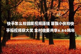 快手怎么拍锦鲤视频赚钱 苗族小伙拍快手短视频获大奖 全村收费共享6.66吨年货