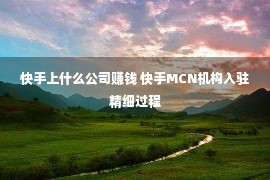 快手上什么公司赚钱 快手MCN机构入驻精细过程