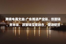 跨境电商文益:广东推进产业链、创新链、资本链、政策链深度融合，促进经济稳中求进