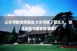 公众号做视频赚钱 大众号做了那么久，你还没有分解怎样变现？