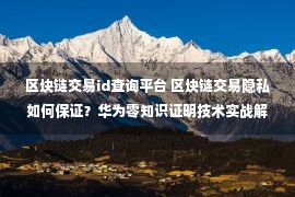 区块链交易id查询平台 区块链交易隐私如何保证？华为零知识证明技术实战解析