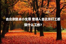 去北京做点小生意 普通人去北京打工都做什么工作？