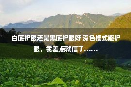 白底护眼还是黑底护眼好 深色模式能护眼，我差点就信了……