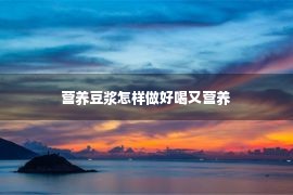 营养豆浆怎样做好喝又营养 