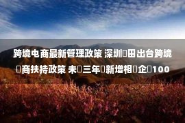 跨境电商最新管理政策 深圳鹽田出台跨境電商扶持政策 未來三年將新增相關企業100家