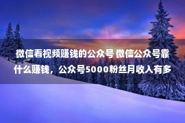 微信看视频赚钱的公众号 微信公众号靠什么赚钱，公众号5000粉丝月收入有多少？