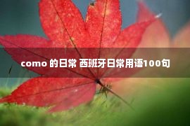 como 的日常 西班牙日常用语100句