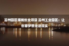 苏州园区摆摊创业项目 苏州工业园区：让创客梦想走进现实