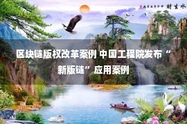 区块链版权改革案例 中国工程院发布“新版链”应用案例