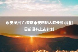 币安没用了:专访币安创始人赵长鹏:我们目前没有上市计划