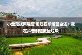 小盘短视频运营 前短视频运营自述：我在抖音制造流量垃圾