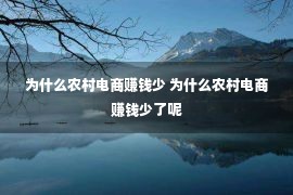 为什么农村电商赚钱少 为什么农村电商赚钱少了呢