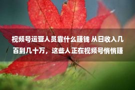 视频号运营人员靠什么赚钱 从日收入几百到几十万，这些人正在视频号悄悄赚钱