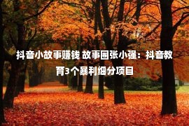 抖音小故事赚钱 故事圈张小强：抖音教育3个暴利细分项目