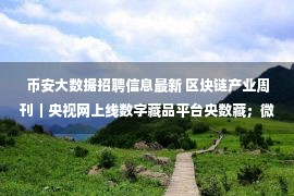 币安大数据招聘信息最新 区块链产业周刊｜央视网上线数字藏品平台央数藏；微博推出数藏头像功能