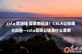 csla 区块链 探索新玩法！CSLA公链爆火出圈—csla超级公链是什么意思