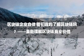 区块链企业自律 我们真的了解区块链吗？——重新理解区块链商业价值