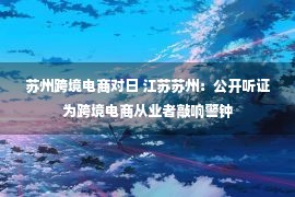 苏州跨境电商对日 江苏苏州：公开听证为跨境电商从业者敲响警钟