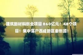 建筑新材料创业项目 860亿元！48个项目！集中落户西咸新区秦创原！