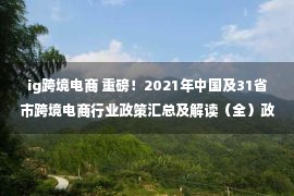 ig跨境电商 重磅！2021年中国及31省市跨境电商行业政策汇总及解读（全）政策利好“十四五”迎来发展机遇