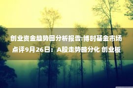 创业资金趋势图分析报告:博时基金市场点评9月26日：A股走势略分化 创业板涨幅近1% 投资情绪低迷