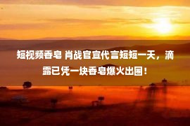 短视频香皂 肖战官宣代言短短一天，滴露已凭一块香皂爆火出圈！