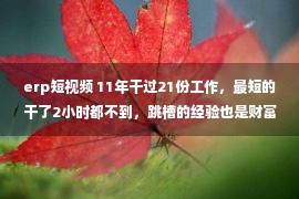 erp短视频 11年干过21份工作，最短的干了2小时都不到，跳槽的经验也是财富