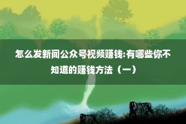 怎么发新闻公众号视频赚钱:有哪些你不知道的赚钱方法（一）