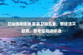 卫浴选择经验 家装卫浴五金，想经济又耐用，参考经验这样选