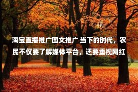 淘宝直播推广图文推广 当下的时代，农民不仅要了解媒体平台，还要重视网红的力量