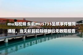 mu短视频 东航MU5735坠机事件情况通报，当天航前和短停放行无故障报告，无危险天气预报