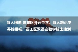 宜人团购 洛龙区开元中学、宜人路小学开始招标；西工区双语实验学校土地划拨完成