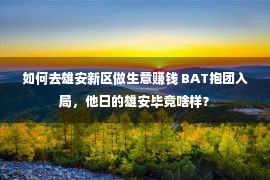 如何去雄安新区做生意赚钱 BAT抱团入局，他日的雄安毕竟啥样？