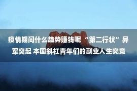 疫情期间什么趋势赚钱呢 “第二行状”异军突起 本国斜杠青年们的副业人生究竟若何？