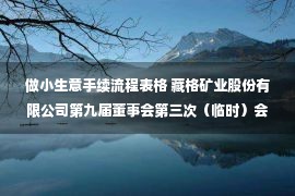 做小生意手续流程表格 藏格矿业股份有限公司第九届董事会第三次（临时）会议决议公告