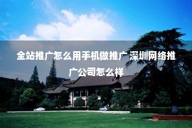 全站推广怎么用手机做推广 深圳网络推广公司怎么样