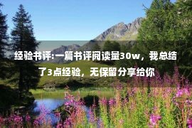 经验书评:一篇书评阅读量30w，我总结了3点经验，无保留分享给你